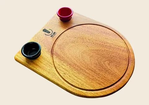 İki Sosluklu Steak Tahtası